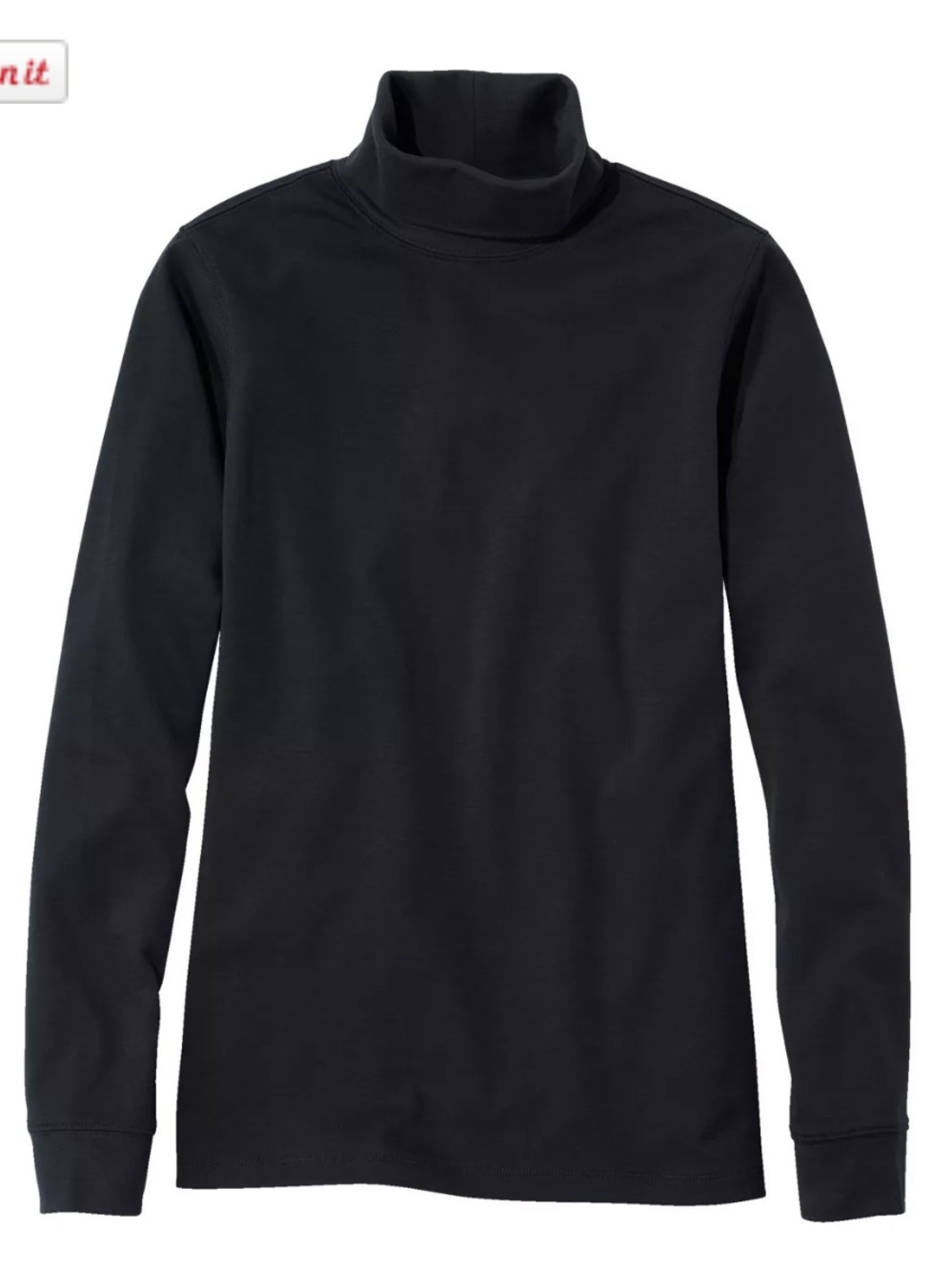 L.L. Bean Women’s Black Interlock 100% Cotton Turtleneck NWT